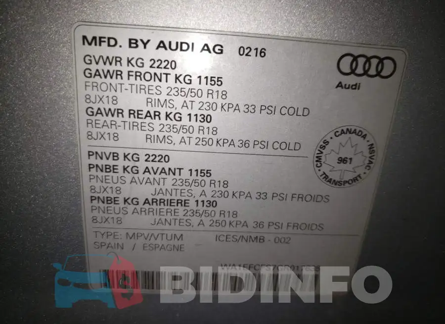 WA1EFCFS7GR017635 Photo# 12