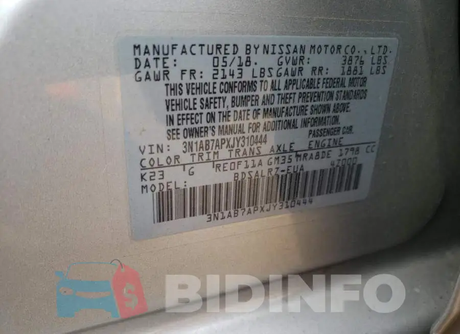 3N1AB7APXJY310444 Photo# 12