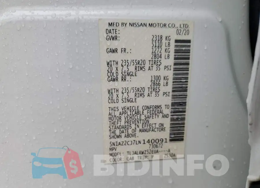 5N1AZ2CJ7LN140091 Photo# 12