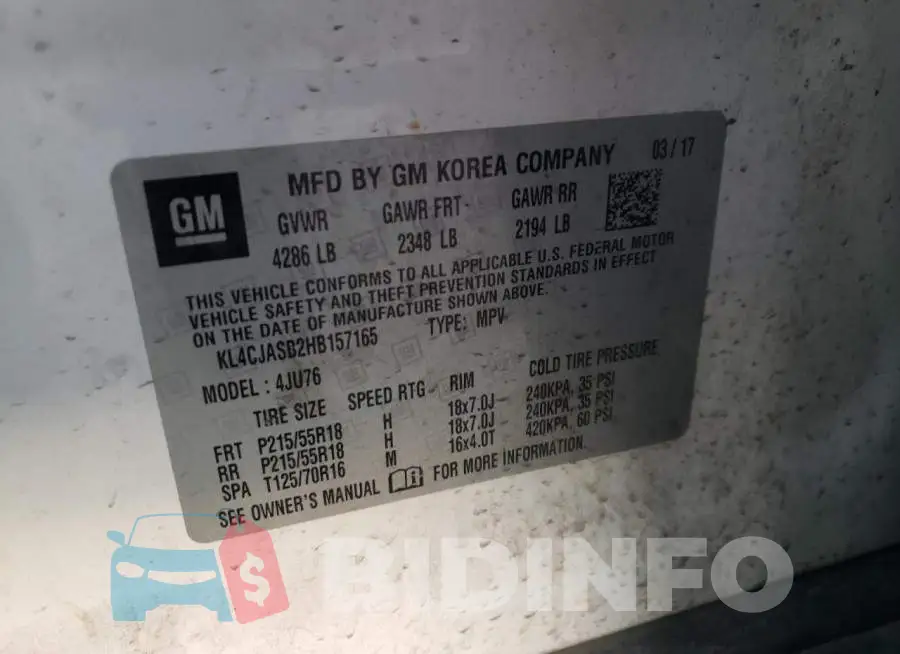 KL4CJASB2HB157165 Photo# 14