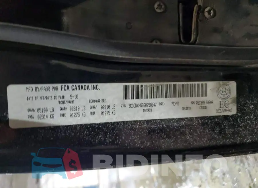 2C3CDXHG9GH258247 Photo# 12