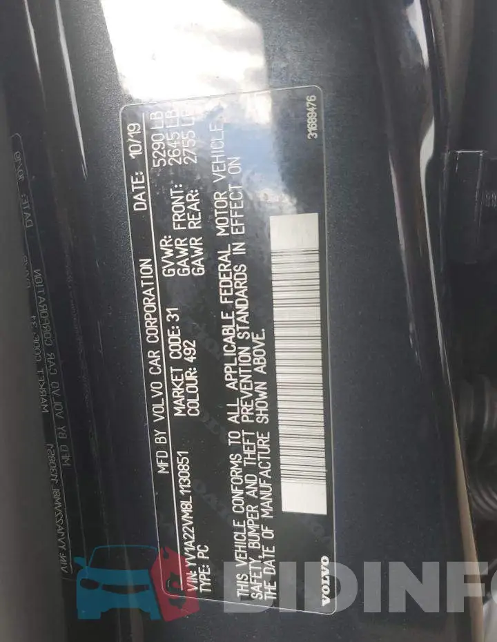 YV1A22VM8L1130851 Photo# 12