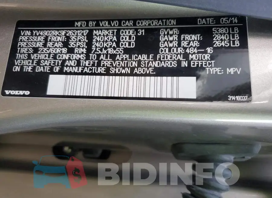 YV4902RK9F2631217 Photo# 13