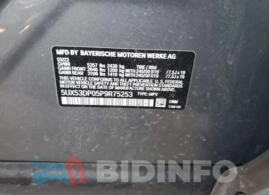 5UX53DP05P9R75253 Photo# 12