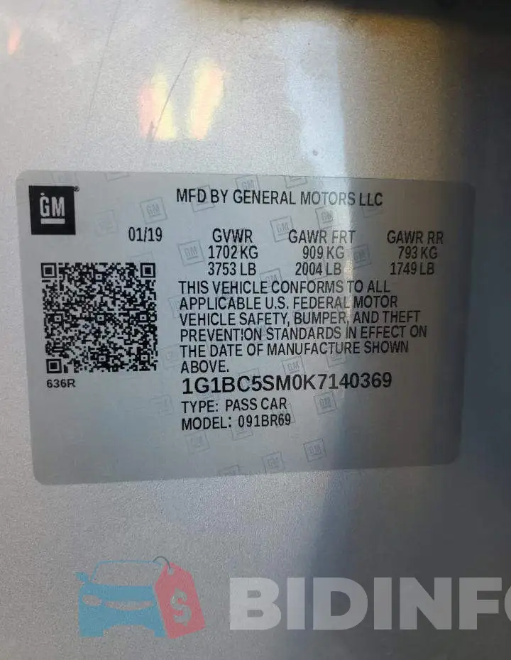 1G1BC5SM0K7140369 Photo# 12