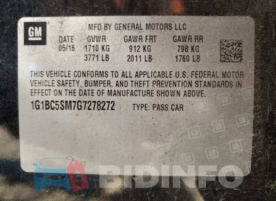 1G1BC5SM7G7278272 Photo# 12