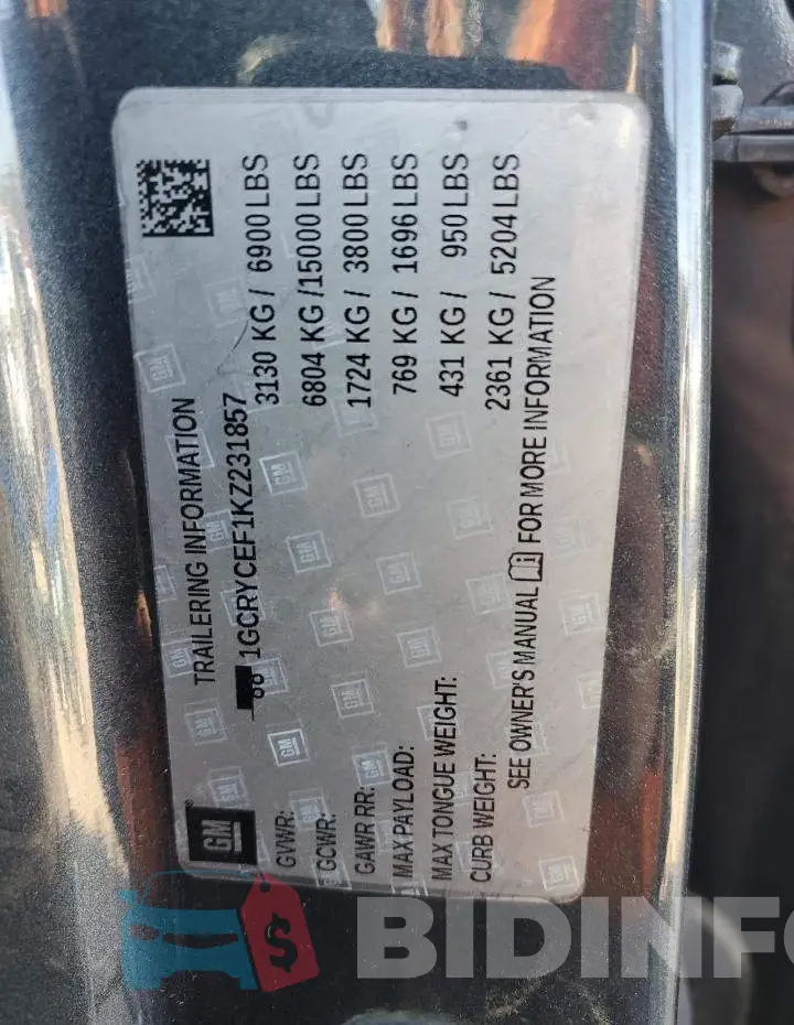1GCRYCEF1KZ231857 Photo# 12