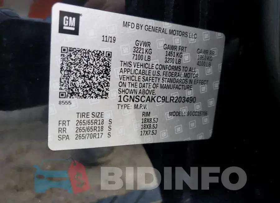 1GNSCAKC9LR203490 Photo# 12
