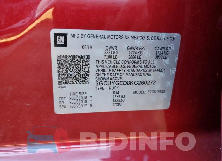 3GCUYGED8KG260272 Photo# 13