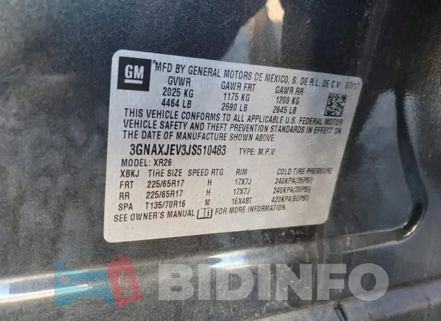 3GNAXJEV3JS510483 Photo# 13