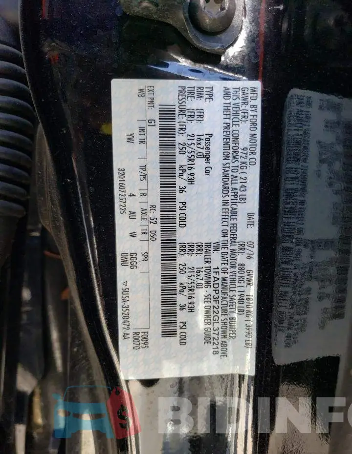1FADP3F22GL372218 Photo# 12