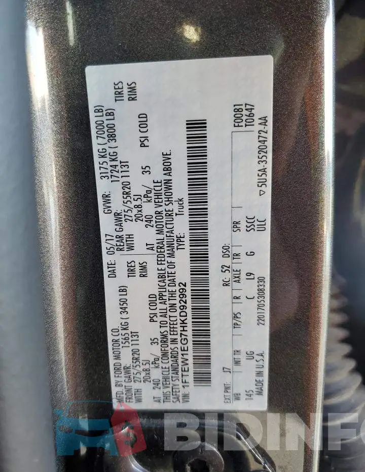 1FTEW1EG7HKD92992 Photo# 12