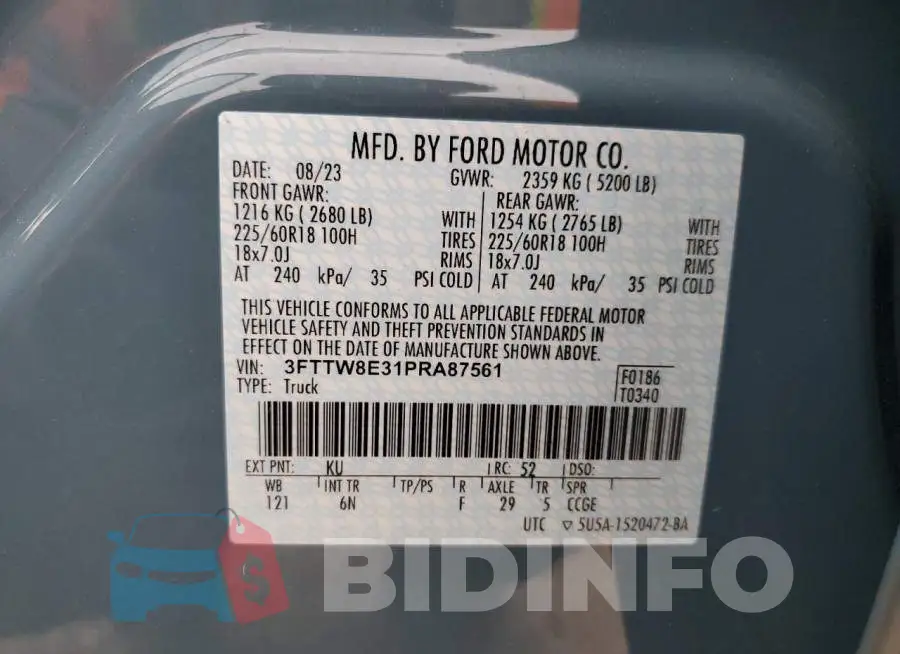 3FTTW8E31PRA87561 Photo# 13