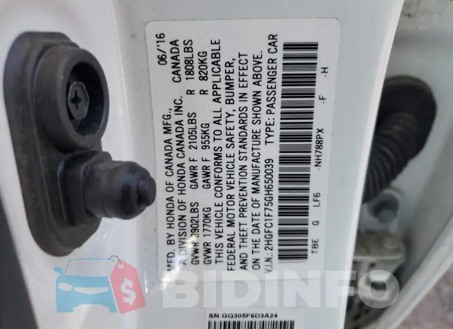 2HGFC1F75GH650039 Photo# 13