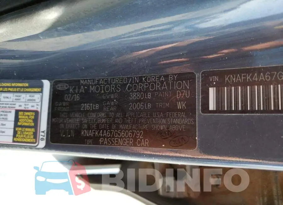 KNAFK4A67G5606792 Photo# 12