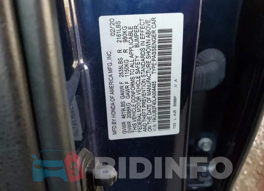 19UUB2F40LA004485 Photo# 13