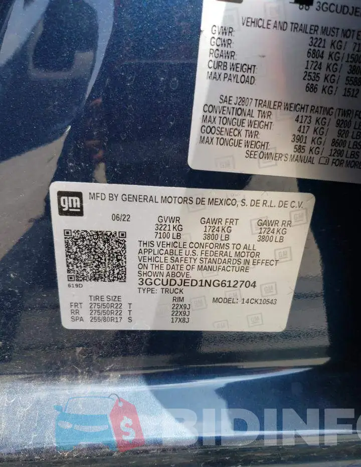 3GCUDJED1NG612704 Photo# 12
