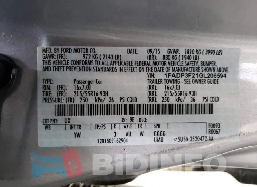 1FADP3F21GL206594 Photo# 12