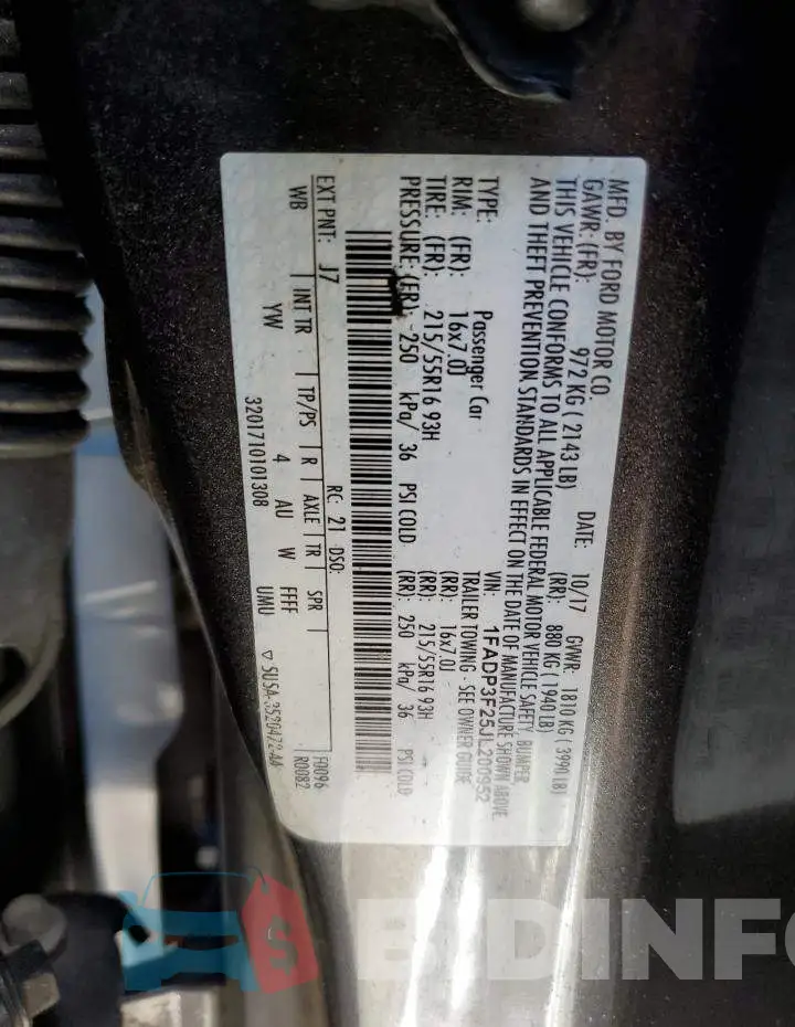 1FADP3F25JL200952 Photo# 13