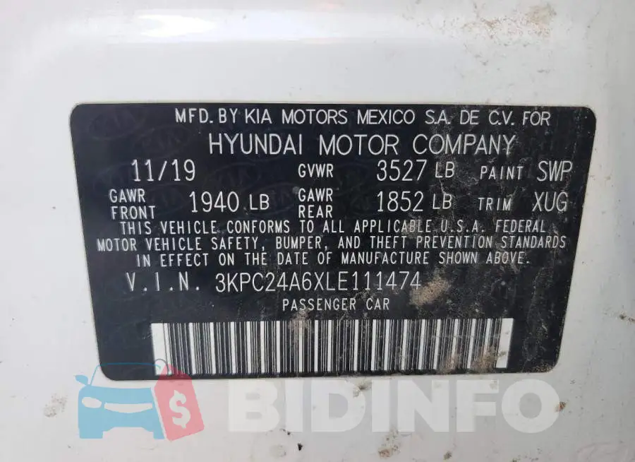 3KPC24A6XLE111474 Photo# 12