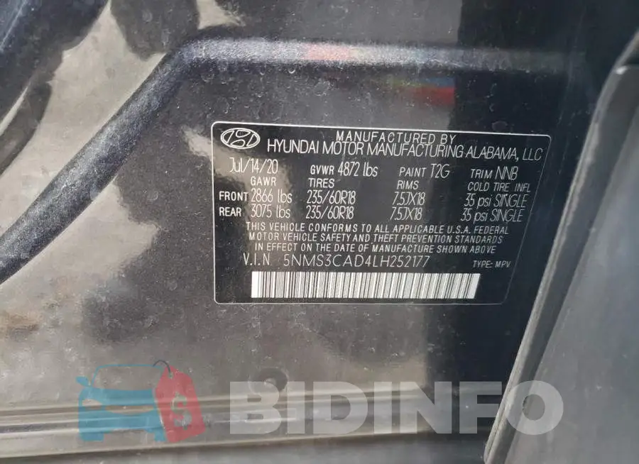 5NMS3CAD4LH252177 Photo# 12