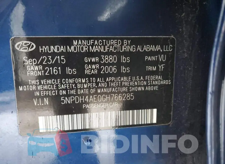 5NPDH4AE0GH766285 Photo# 13