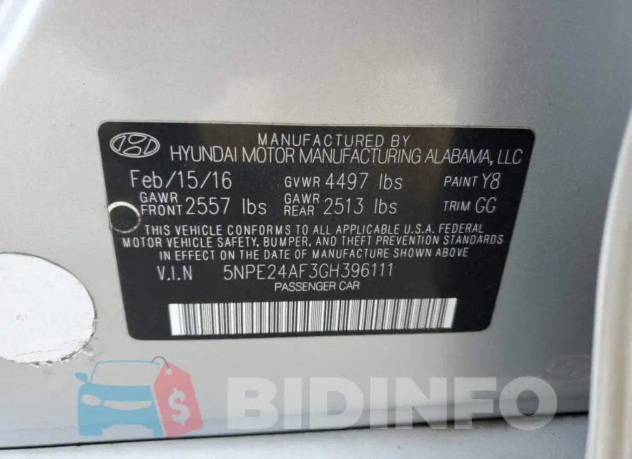 5NPE24AF3GH396111 Photo# 13