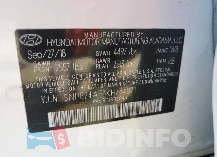 5NPE24AF3KH744871 Photo# 12