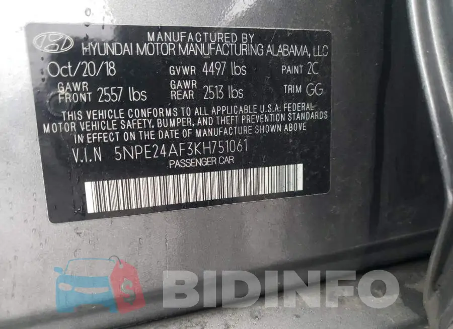 5NPE24AF3KH751061 Photo# 12