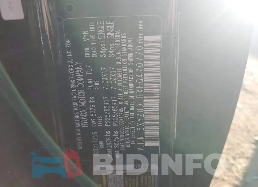 5XYZUDLBXHG470770 Photo# 12