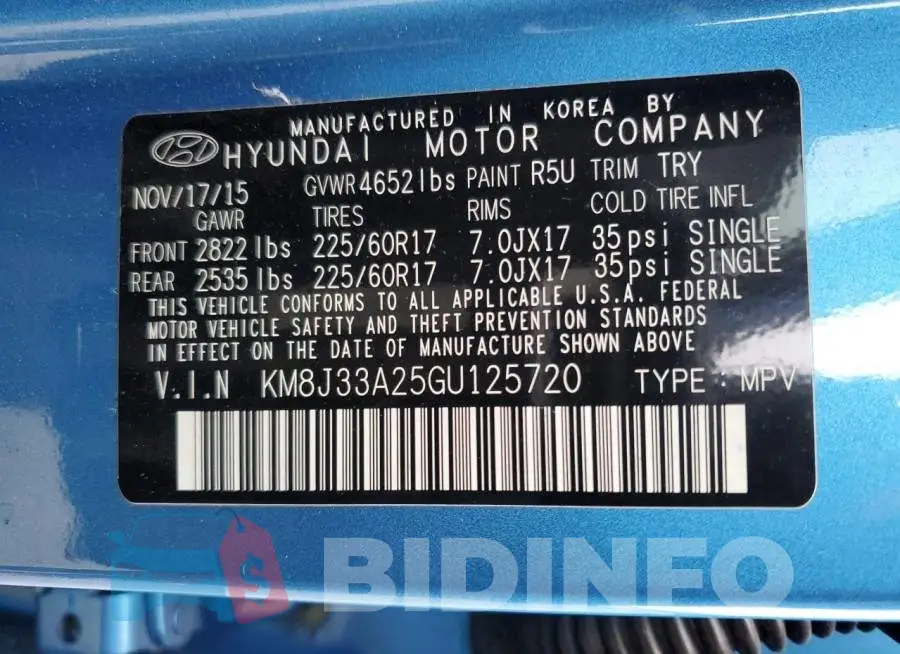 KM8J33A25GU125720 Photo# 13