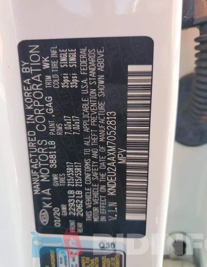 KNDEU2AAXM7052813 Photo# 12