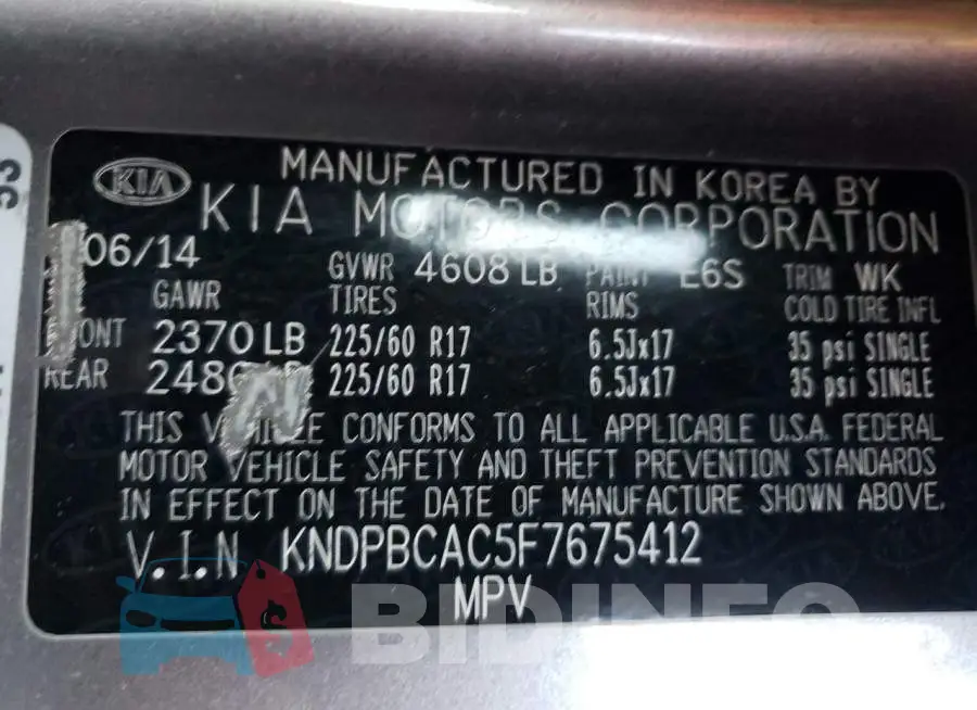 KNDPBCAC5F7675412 Photo# 13