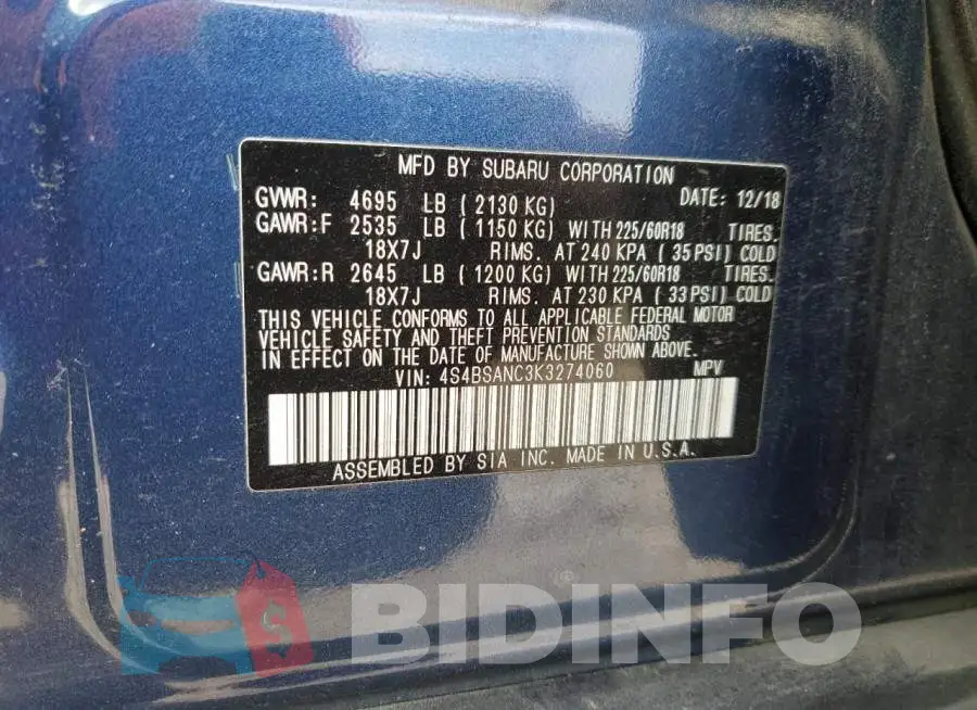 4S4BSANC3K3274060 Photo# 14