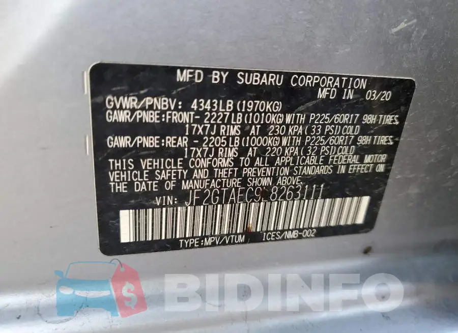 JF2GTAEC9L8263111 Photo# 12