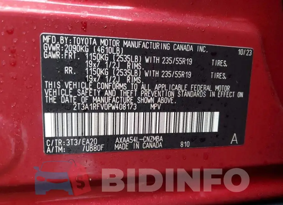 2T3A1RFV0PW408173 Photo# 13