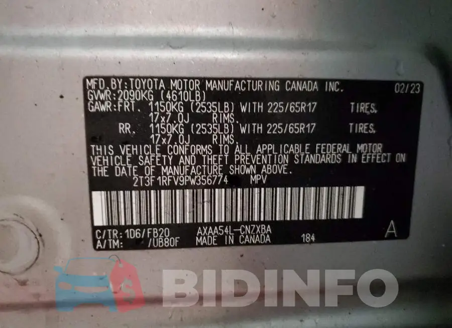 2T3F1RFV9PW356774 Photo# 13