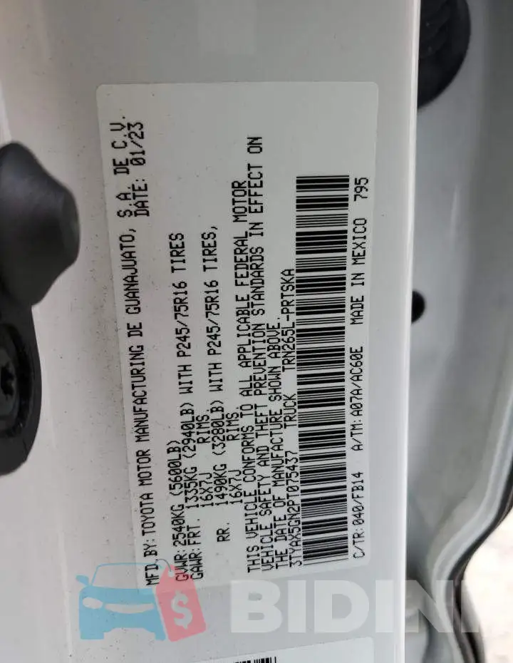 3TYAX5GN2PT075437 Photo# 12