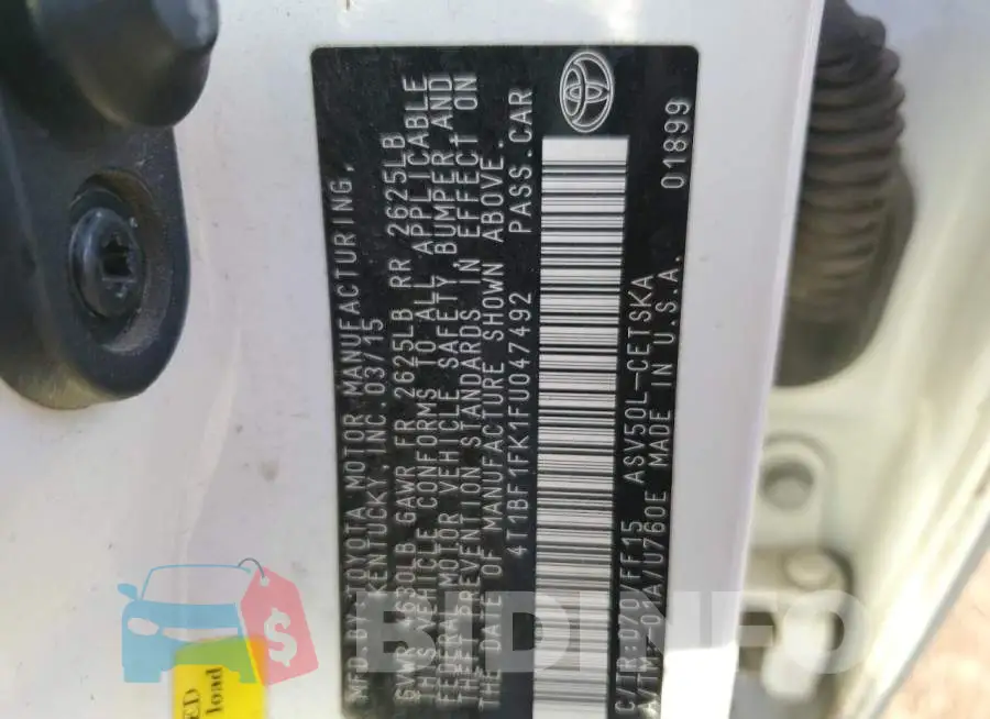 4T1BF1FK1FU047492 Photo# 12