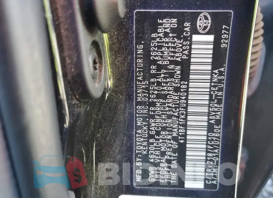 4T1BF1FK3FU940182 Photo# 12