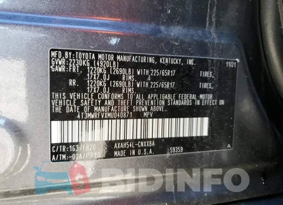 4T3MWRFVXMU040871 Photo# 14