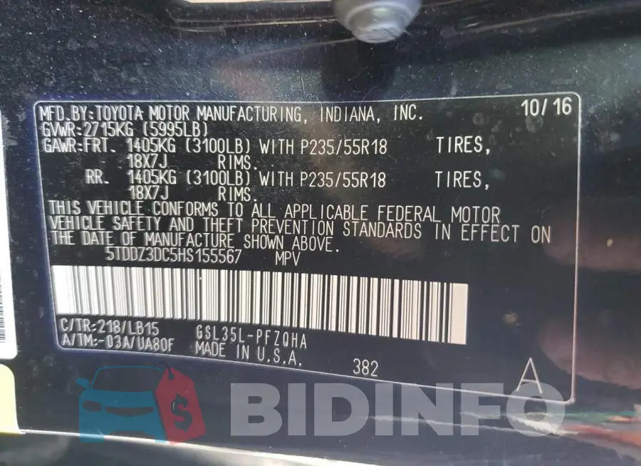 5TDDZ3DC5HS155567 Photo# 13