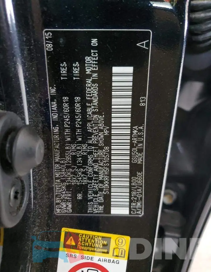 5TDKKRFH5FS105708 Photo# 12