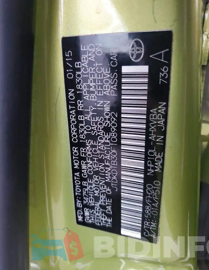 JTDKDTB30F1089092 Photo# 12