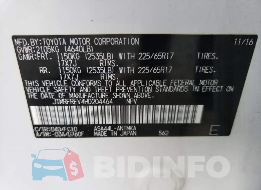 JTMRFREV4HD204464 Photo# 14