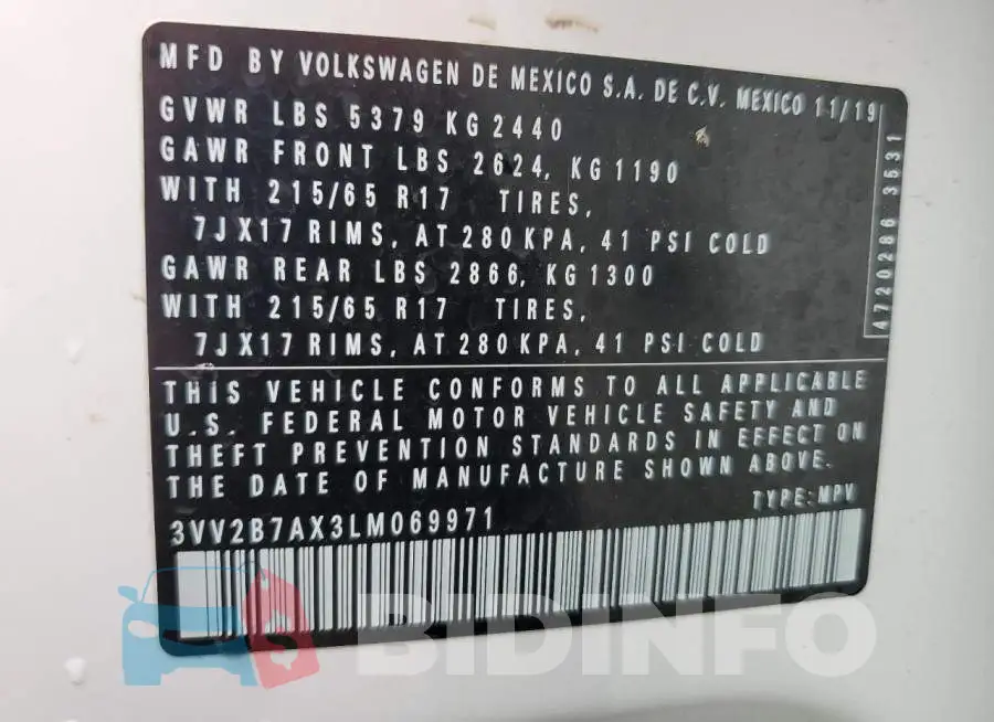 3VV2B7AX3LM069971 Photo# 14