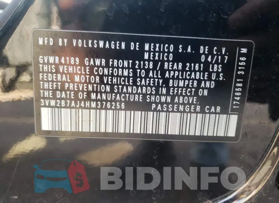 3VW2B7AJ4HM376256 Photo# 12