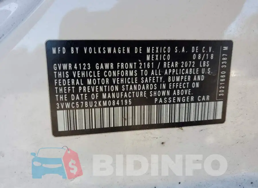 3VWC57BU2KM084195 Photo# 12