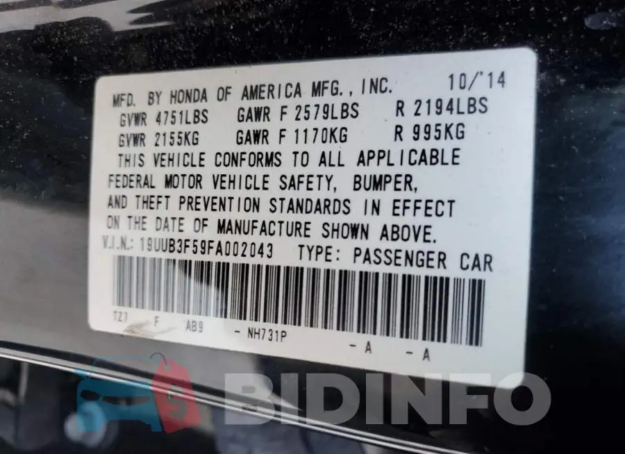19UUB3F59FA002043 Photo# 12