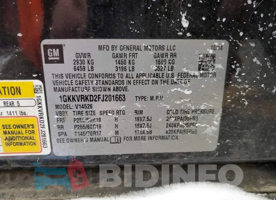 1GKKVRKD2FJ201663 Photo# 14